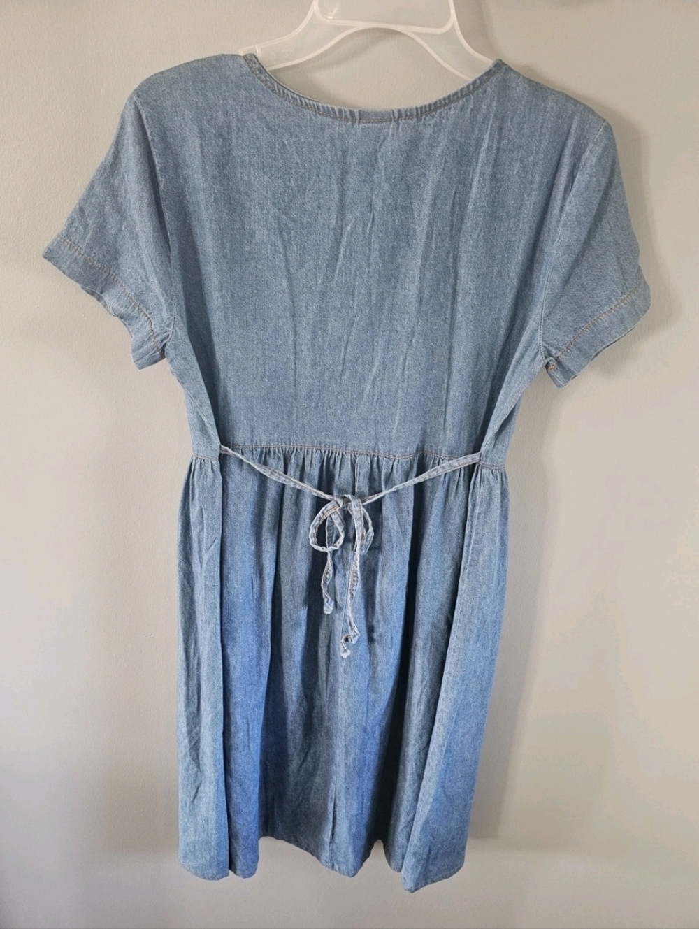 Vintage Denim Tie Back Midi Baby Doll Dress Sz 3 Switch USA Small Cottagecore - Picture 5 of 5